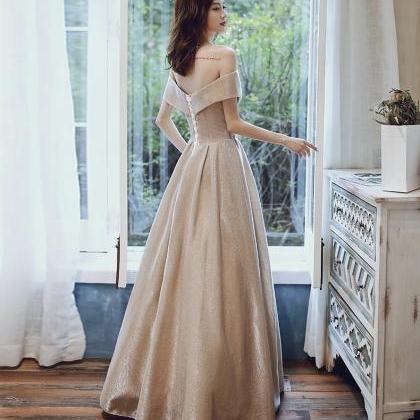 Off-the-shoulder Evening Dress, High Quality Party..