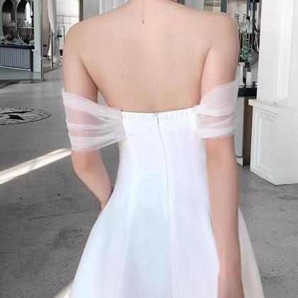 White Homecoming Dress, Off Shoulder Party Dress,..