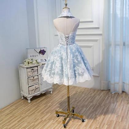 High Neck Homecoming Dress, Lace Princess Party..