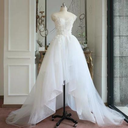 High Low Wedding Dress, Simple Light Bridal..