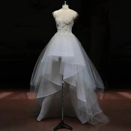 High Low Wedding Dress, Simple Light Bridal..