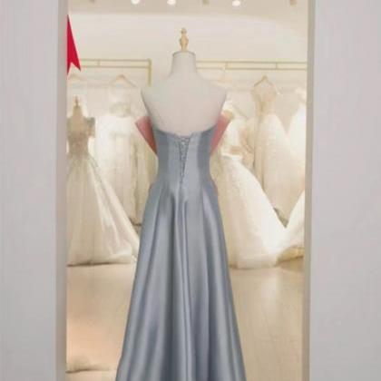 Blue Strapless Birthday Dress, Bridesmaid Dress..