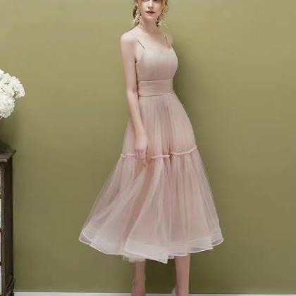 Spaghetti Strap Party Dress,pink Homecoming..