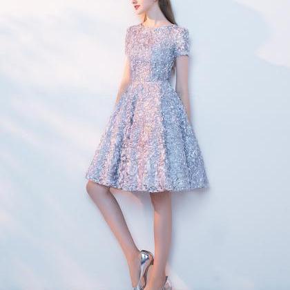 Short Sleeve Homecoming Dress, Flower Dress Dress,..