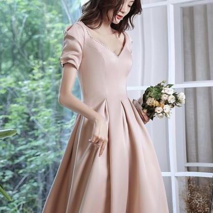 Pink Satin Prom Dress, High Quality Formal Dress,..