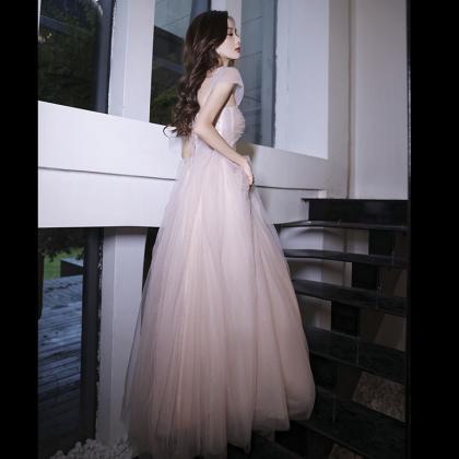 Pink Evening Dress, Fairy Tulle Prom Gown, Sexy..