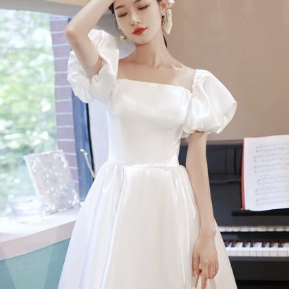 Little White Dress, Princess Midi Satin Homecoming..