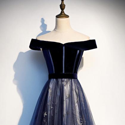 Navy Blue Evening Dress, Elegant, Temperament,..