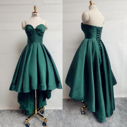 Strapless Midi Dress,green Party Dress,satin..
