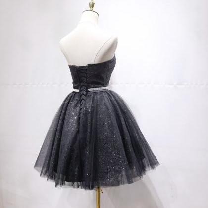 Black Homecoming Dress, Strapless Party Dress,..