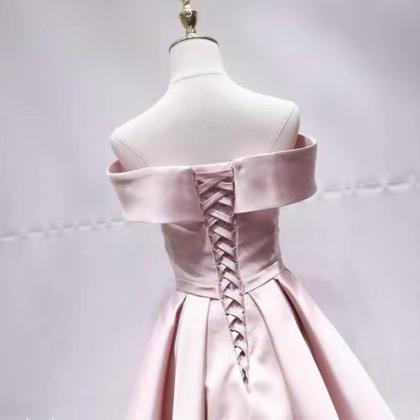 Satin Homecoming Dress, Pink Bridesmaid Dress,..
