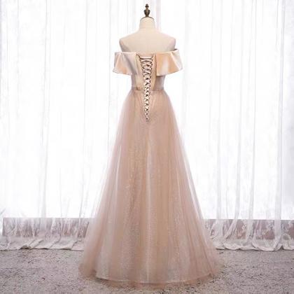 Off Shoulder Evening Dress, Fairy Temperament Prom..