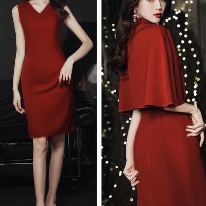 Red Party Dress, Two Piece Formal Dress..