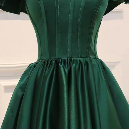 Green Little Graduation Dress, High Quality Satin..
