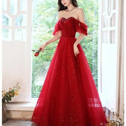 Red Dress, Fairy Off Shoulder Prom Dress,custom..