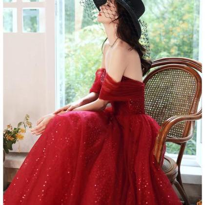 Red Dress, Fairy Off Shoulder Prom Dress,custom..