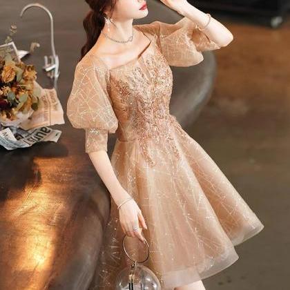 Fairy Evening Dress, Champagne High Low Dress,..