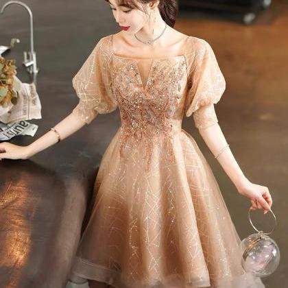 Fairy Evening Dress, Champagne High Low Dress,..