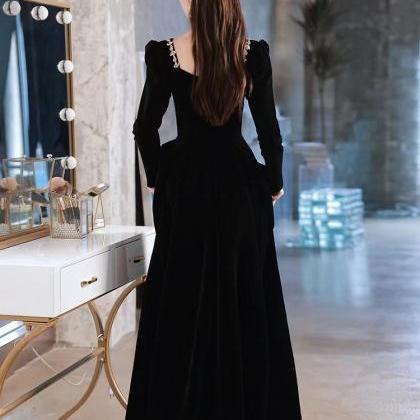 Black Evening Dress, Class,, High Sense Velvet..