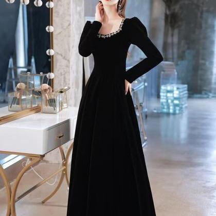 Black Evening Dress, Class,, High Sense Velvet..