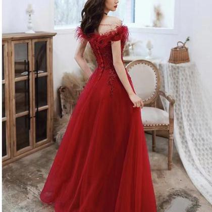 Off Shoulder Prom Dress,red Dress, Glamorous..