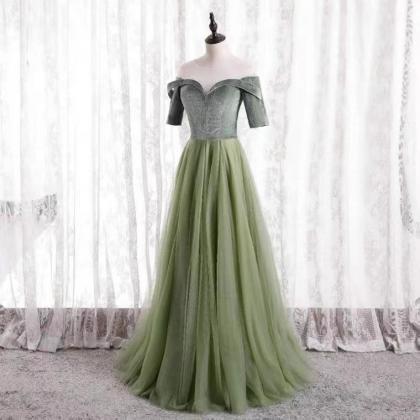 Long Prom Dress,green Dress, Fresh Party..