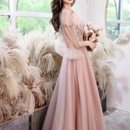 Pink Prom Dresses,halter Neck Bridesmaid..