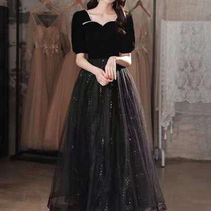 Temperament Dress, Light Luxury Prom Dress, Black..