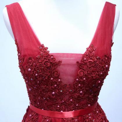 Red Dress, Sexy Evening Dress, V-neck Prom..