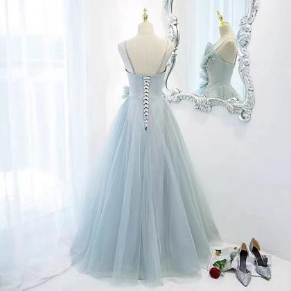 Light Blue Party Dress,sweet Prom Dress,spaghetti..