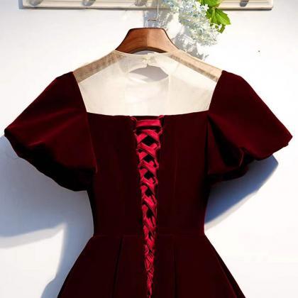 Red dress, velvet temperament dress..