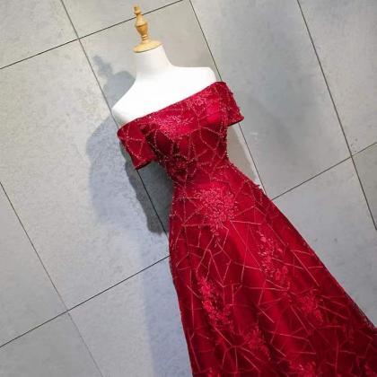 Red Bridal Gown, Off Shoulder Evening Dress,custom..