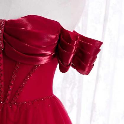 Red Dress, Off Shoulder , Light Tulle Dress,..