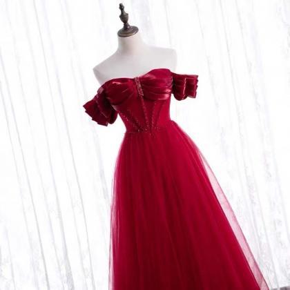 Red Dress, Off Shoulder , Light Tulle Dress,..