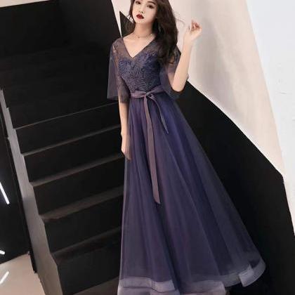 Stylish, Elegant Dress, Purple Long Prom Gown,..