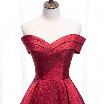 Long Red Evening Dress, Off Shoulder Party..