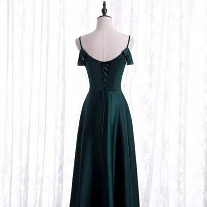 Green dress, light luxury satin dre..