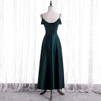 Green dress, light luxury satin dre..