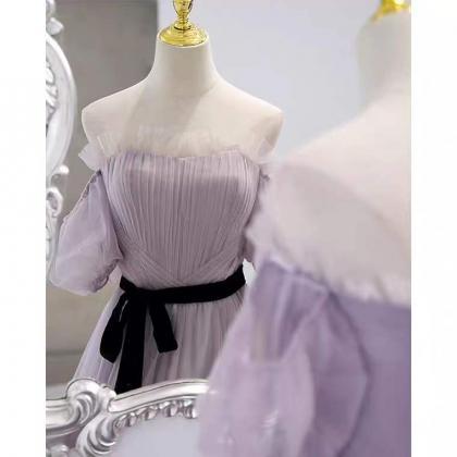 Purple Evening Dress ,off-shoulder Prom Dress,..