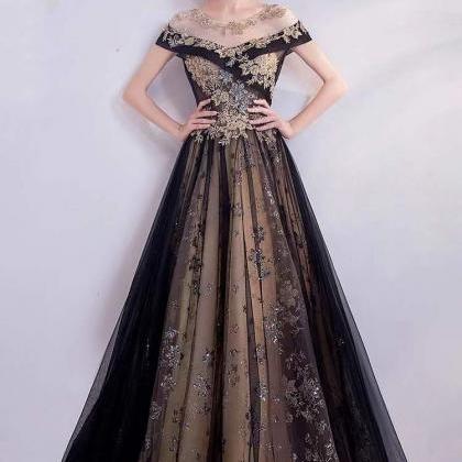Black Evening Dress, Shiny Formal Dress,custom..