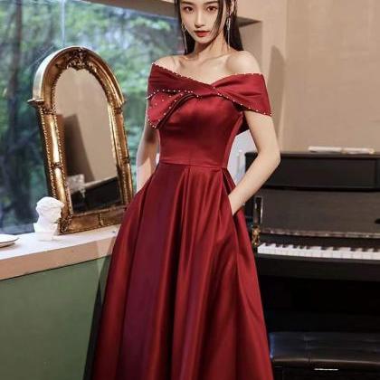 Cute Prom Dress,off Shoulder Evening Dress, Red..