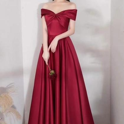 Simple Prom Dress,off Shoulder Evening Dress, Red..