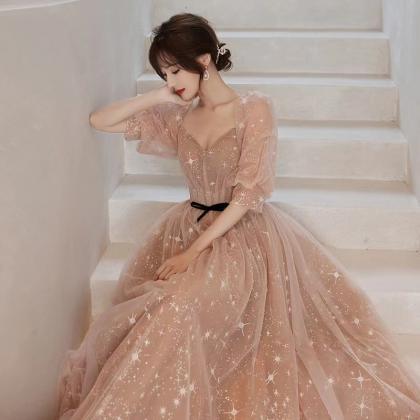 Square Collar Bridesmaid Dress, Fairy Sister Prom..