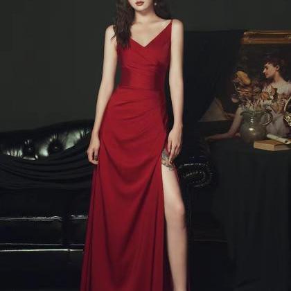 Red Evening Dress, Spaghetti Strap Party Dress,..
