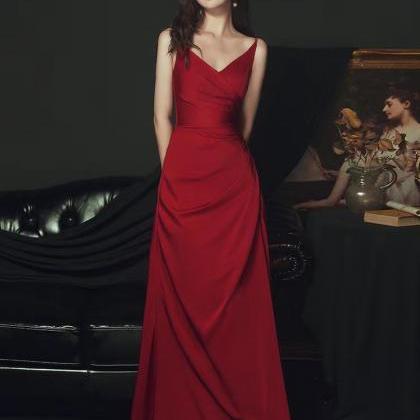 Red Evening Dress, Spaghetti Strap Party Dress,..