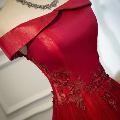 Red Party Dress,off Shoulder Prom Dress With..