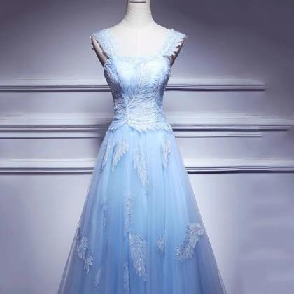 Class Long High-grade Prom Dress, Applique Blue..