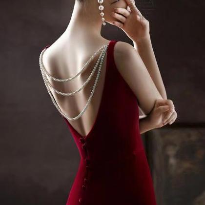 Evening Dress, Temperament Velvet Party Dress,..