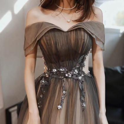 Starry Party Dress, Off-the-shoulder Evening..