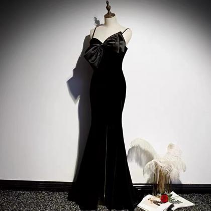 Black Evening Dress,spaghetti Strap Prom..